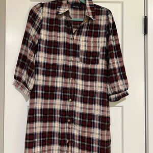 Anna Grace Red and Black Plaid Shirt Dress